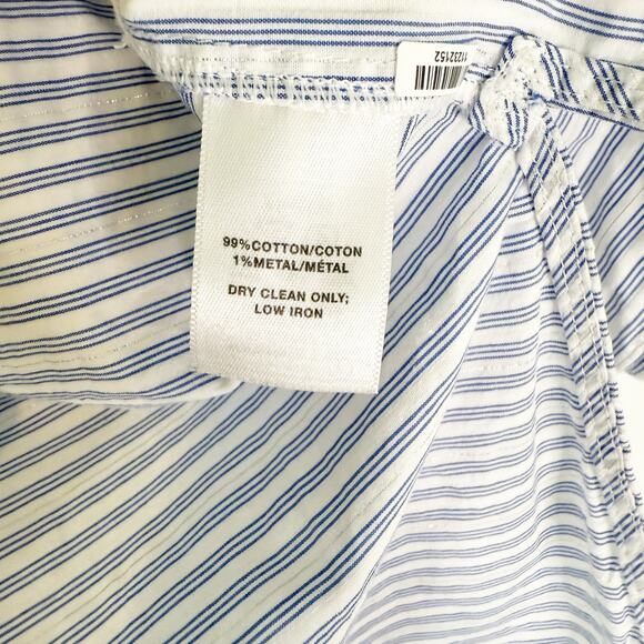Lafayette 148 NY Blue Striped Button Down Shirt Medium - Picture 6 of 6
